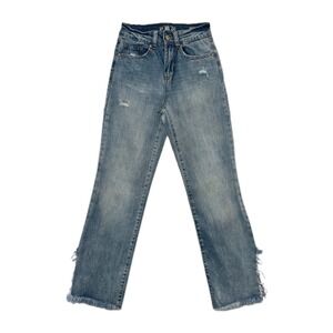 Rewash Women's‎ Sz 00/23 Jeans High Rise Vintage Reunion Distressed Blue Frayed
